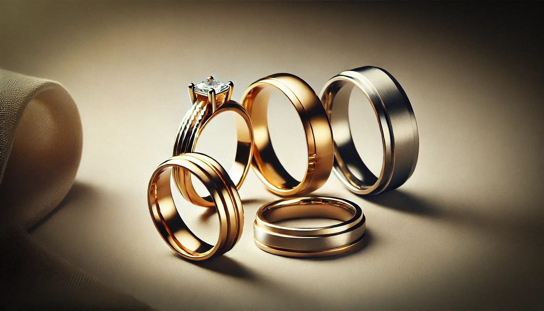 Classic men's engagement bands in various metals