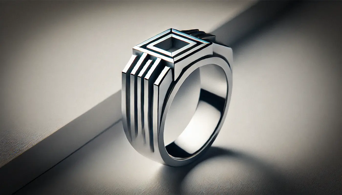 Contemporary men's engagement ring with geometric design